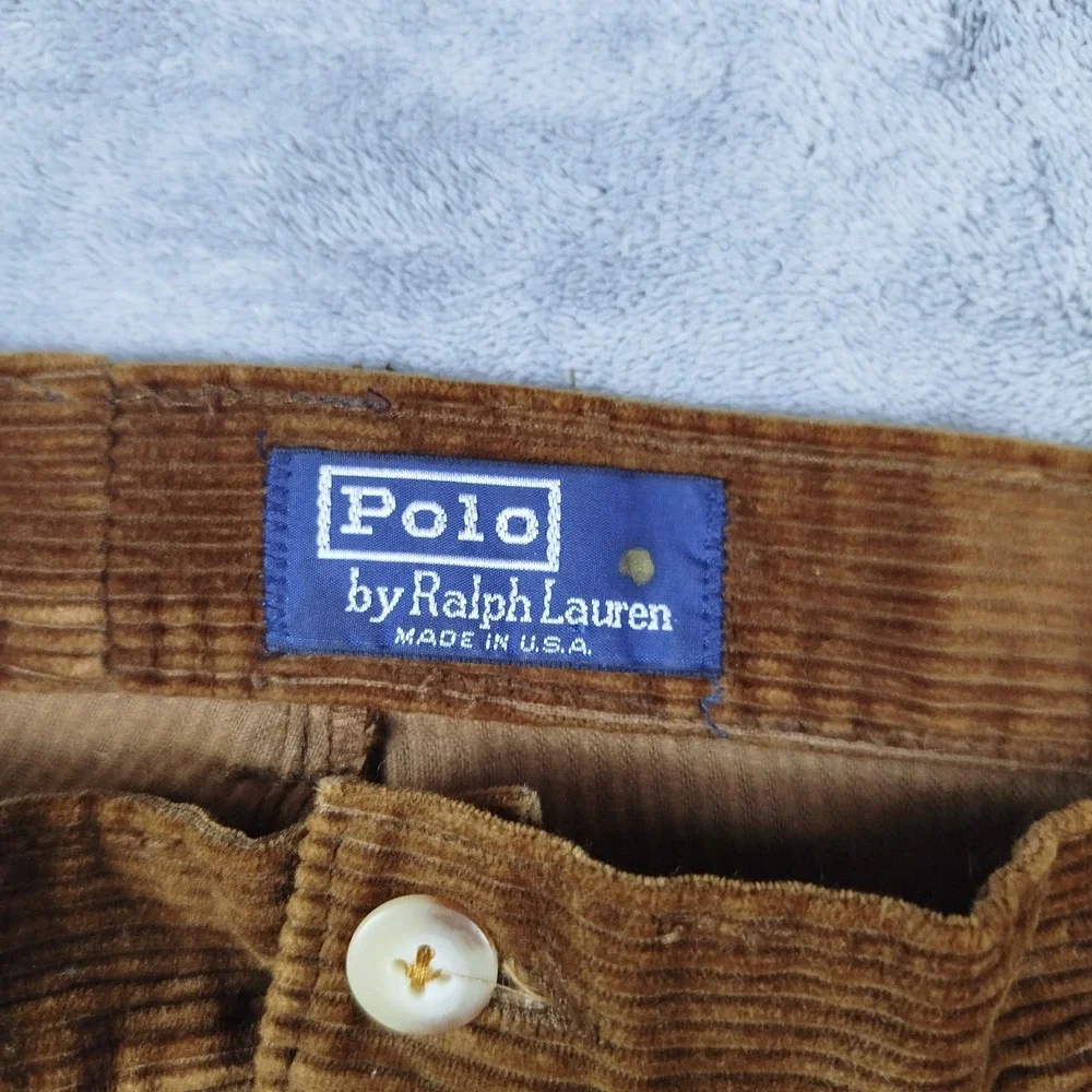 Vintage 80s Polo Ralph Lauren Corduroy‎ Pants Men's 38x27 Brown Made in USA